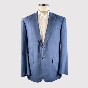 Isaia Napoli Mens Base S Blue Blazer Luxury Italian Sport Coat 42L